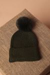 Women's Khaki Beanie with Pompom