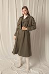 Woven Fabric Design Women's Khaki Trench Coat