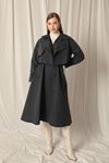 Woven Fabric Design Women's Anthracite Trench Coat