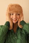 Plush Women's Pilot Camel Hat