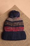 Women's Navy Blue Knitted Beanie with Polar Fleece Inside