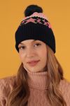 Polar Fleece Inside Knitted Women's Navy Blue Beanie