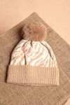 Zebra Pattern Pompom Women's Beige Beret