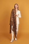 Zebra Patterned Women's Brown Shawl