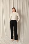 Modal Fabric Side Buttoned Women's Black Trousers