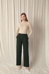 Modal Fabric Side Buttoned Women's Emerald Green Trousers