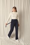 Modal Fabric Belted Women's Indigo Trousers