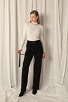 Modal Fabric Belted Women's Black Trousers