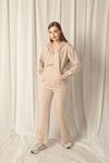 Modal Fabric Zippered Women's Stone Sweat Suit