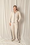 Modal Fabric Striped Women's Beige Suit