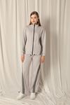 Modal Fabric Striped Women's Gray Suit