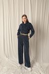 Shiny Fabric Women's Navy Blue Suit