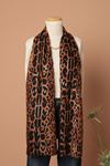 Leopard Patterned Tassel Women's Brown Shawl