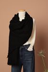 Self Tassel Women's Black Shoulder Shawl Scarf