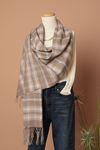 Soft Texture Tassel Striped Women's Pink/Blue Shoulder Shawl Scarf