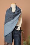 Soft Textured Herringbone Patterned Women's Saxe Shoulder Shawl Scarf