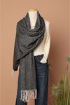 Soft Texture Tassel Women's Black Shoulder Shawl Scarf