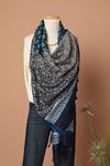 Ethnic Patterned Tassel Women's Blue Shawl