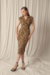 Crepe Fabric Patterned Leopard Dress