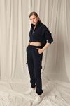 Three Thread Elastic Women's Navy Blue Tracksuit