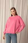 Three Thread Fabric Zero Collar Women's Pink Sweater