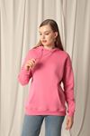 Three Yarn Fabric Kangaroo Pocket Hooded Women's Pink Sweat