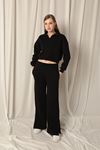 Women's Wide Leg Black Tracksuit