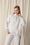 Half Zipper Women's Light Gray Sweat