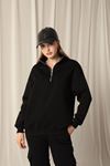 Half Zipper Women's Black Sweater