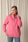 Half Zipper Women's Pink Sweater