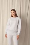 Three Thread Fabric Zero Collar Women's Gray Sweat