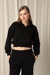 Three Thread Short Women Black Sweater