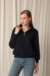 Three Yarn Women's Baby Collar Navy Blue Sweater