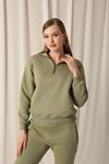 Three Yarn Women's Baby Collar Khaki Sweater