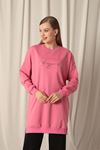 Double Yarn Fabric Printed Women's Pink Sweat