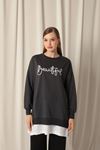 Two Thread Fabric Beautiful Embroidered Anthracite Sweat