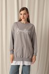 Double Yarn Fabric Beautiful Embroidered Dark Gray Sweat