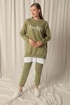 Two Thread Fabric Beautiful Embroidered Khaki Sweat