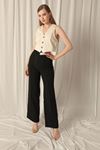 Palazzo Women's Black Trousers with Belt Stripe