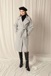 Cashmere Fabric Lined Women's Grey Coat