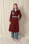 Torino Fabric Women's Burgundy Trench Coat