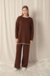 Knitwear Fabric Women's Brown Suit