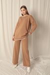 Knitwear Fabric Women's Camel Suit