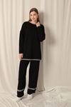 Knitwear Fabric Women's Black Suit