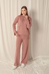 Knitwear Fabric Plain Women's Dusty Rose Suit