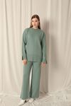 Knitted Fabric Plain Women's Mint Suit