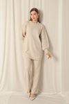 Knitwear Fabric Crew Neck Women's Stone Suit