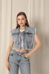 Denim Fabric Women's Blue Vest