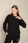 Three Thread Fabric Basic Women's Black Sweat