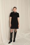 Suede Fabric Black Dress